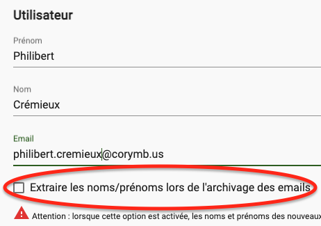 Paramètre d'extraction automatique des noms et prénoms