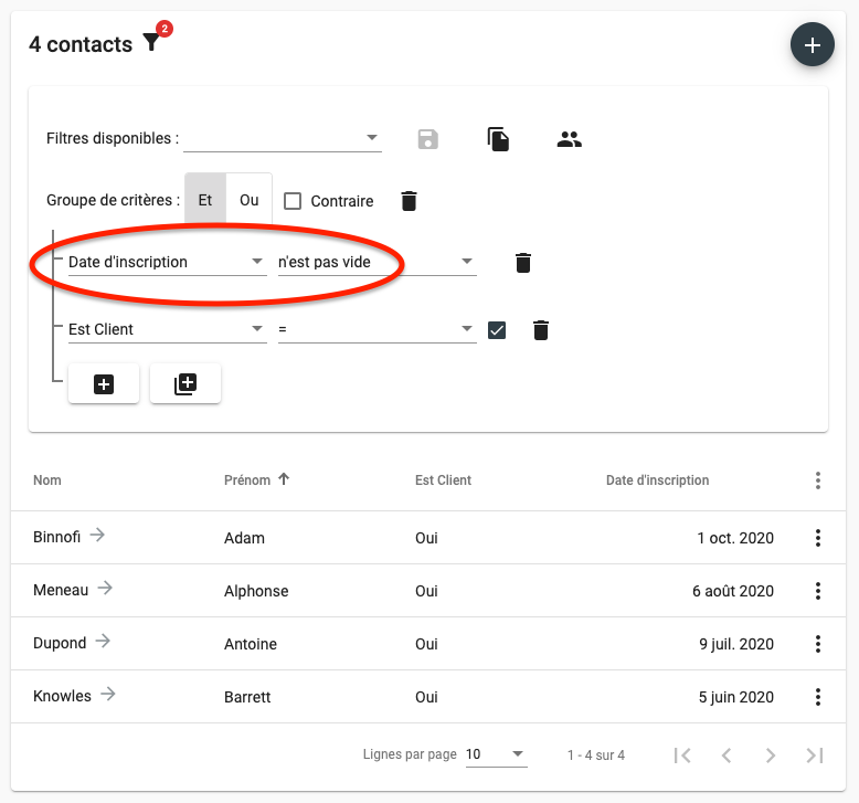 Using a CRM filter to search for registered contacts and stay GDPR compliant